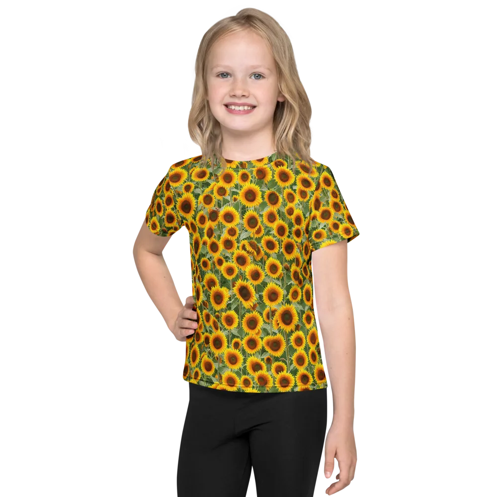 Sunflower Rush on Kids Crew Neck T-Shirt — Front