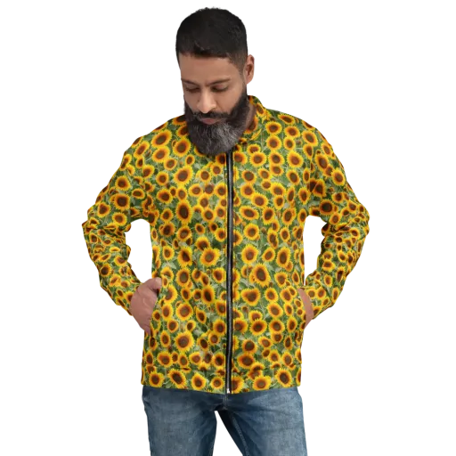 Sunflower Rush on a Bomber Jacket