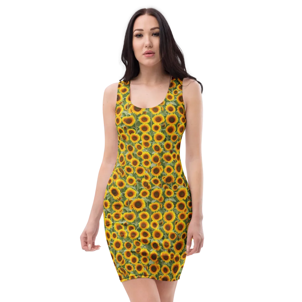 Sunflower Rush on Bodycon Dress — Front