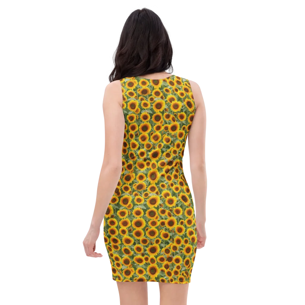 Sunflower Rush on Bodycon Dress — Back