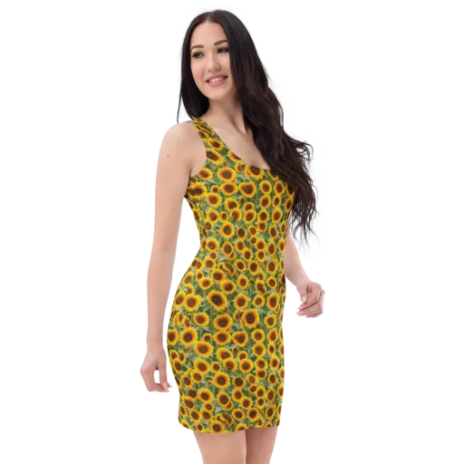 Sunflower Rush on a Bodycon Dress