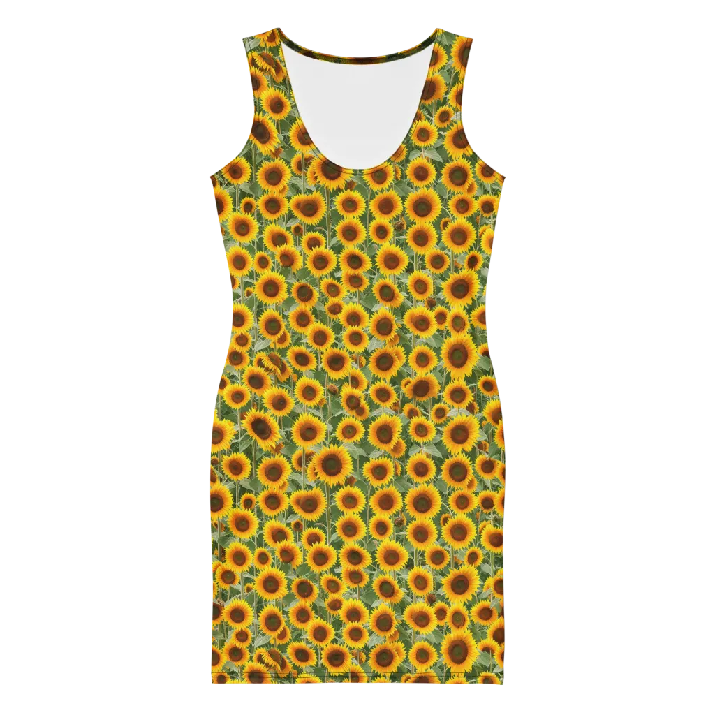 Sunflower Rush on Bodycon Dress — Front