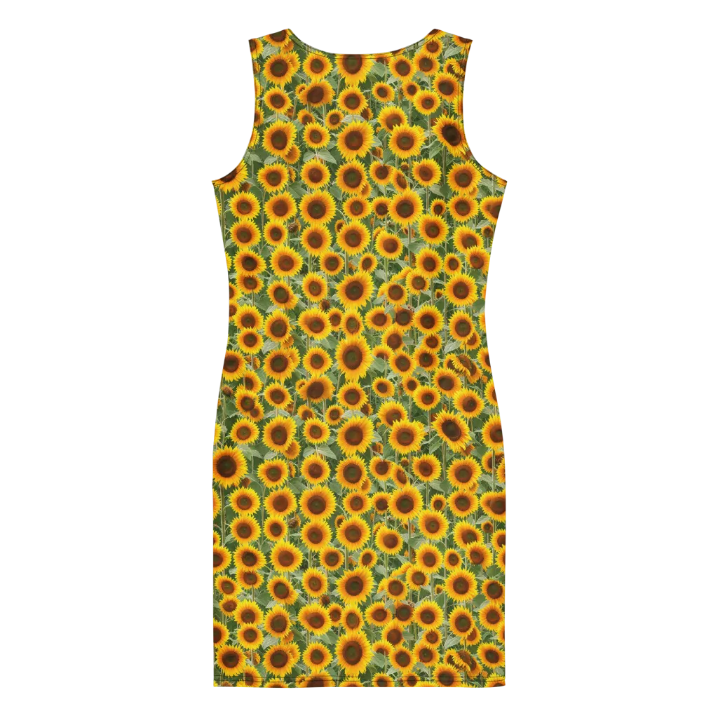 Sunflower Rush on Bodycon Dress — Back