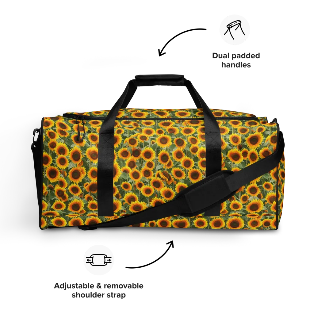 Sunflower Rush on Duffle Bag — Front