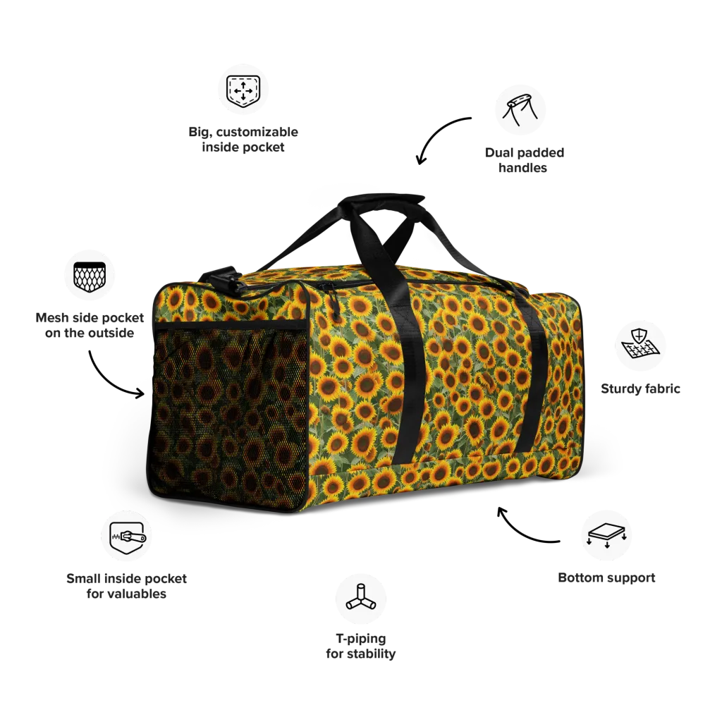 Sunflower Rush on Duffle Bag — Right Front