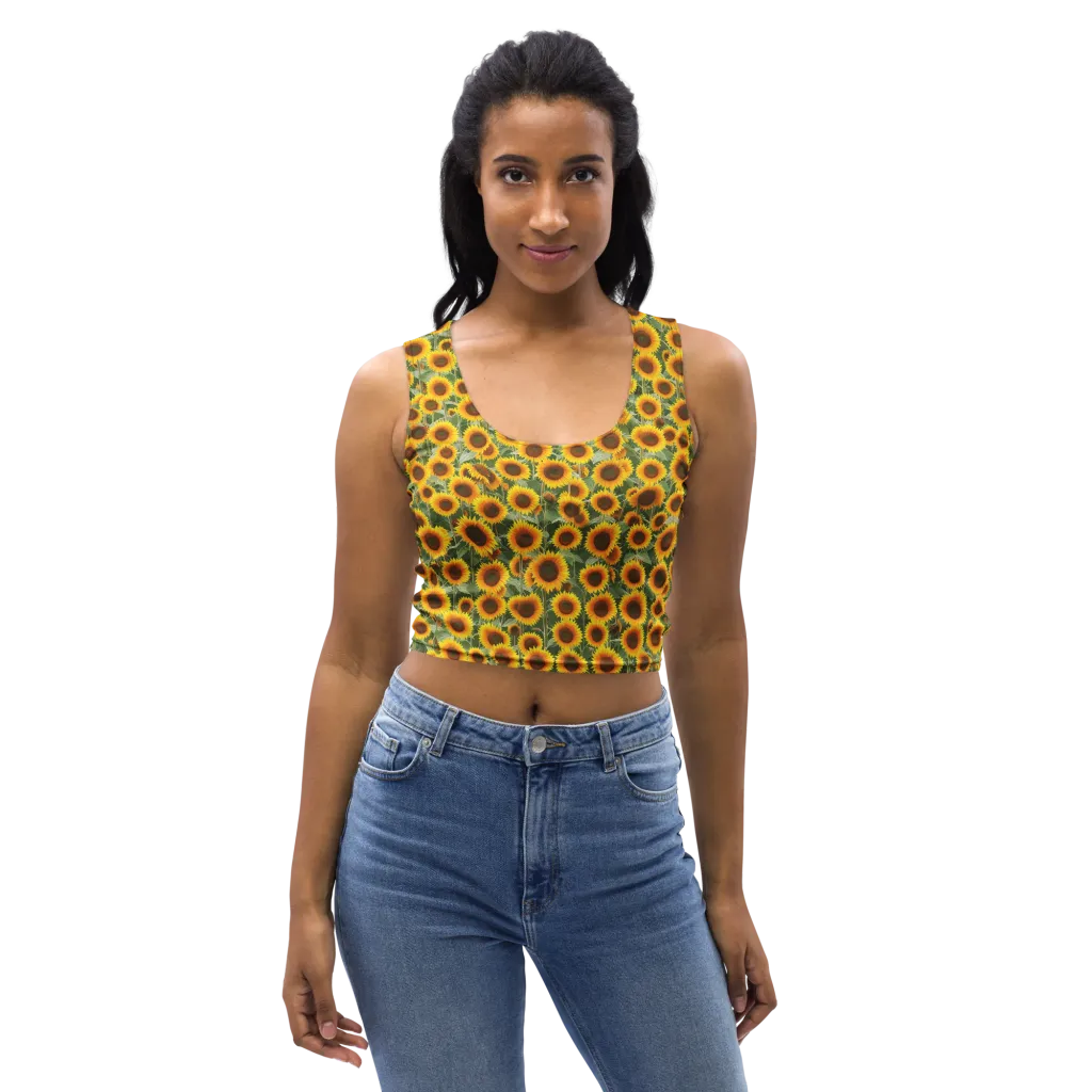 Sunflower Rush on Crop Top — Front