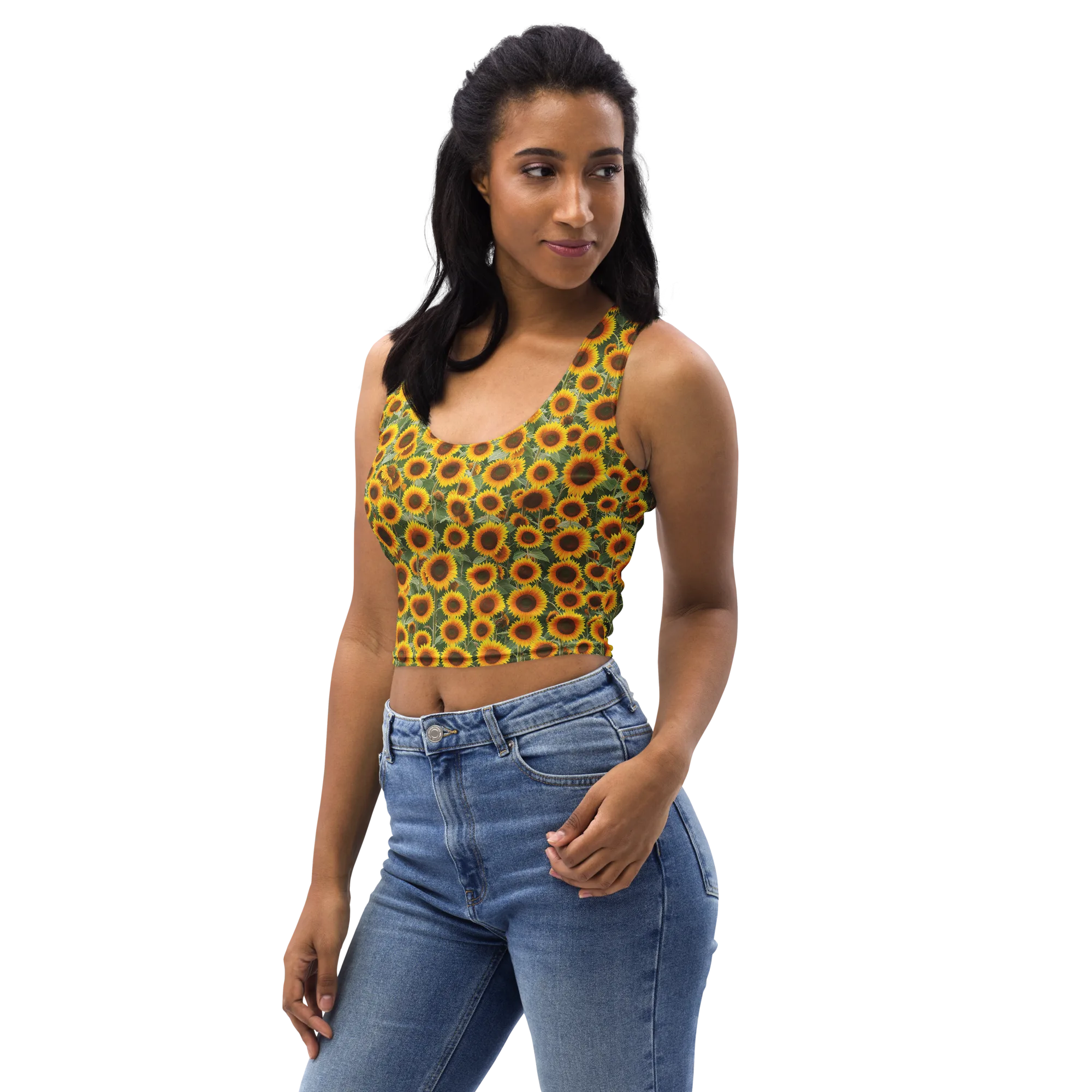 Sunflower Rush on Crop Top — Left Front