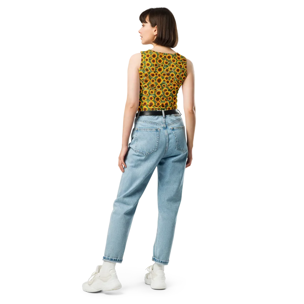 Sunflower Rush on Crop Top — Back