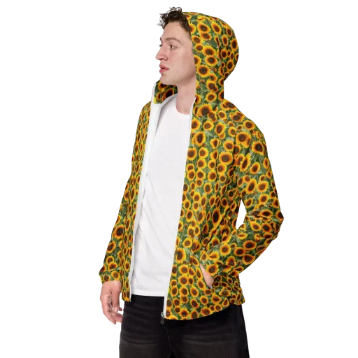 Sunflower Rush on a Men's Windbreaker