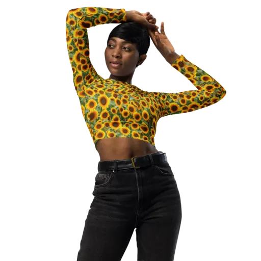 Sunflower Rush on a Long Sleeve Crop Top
