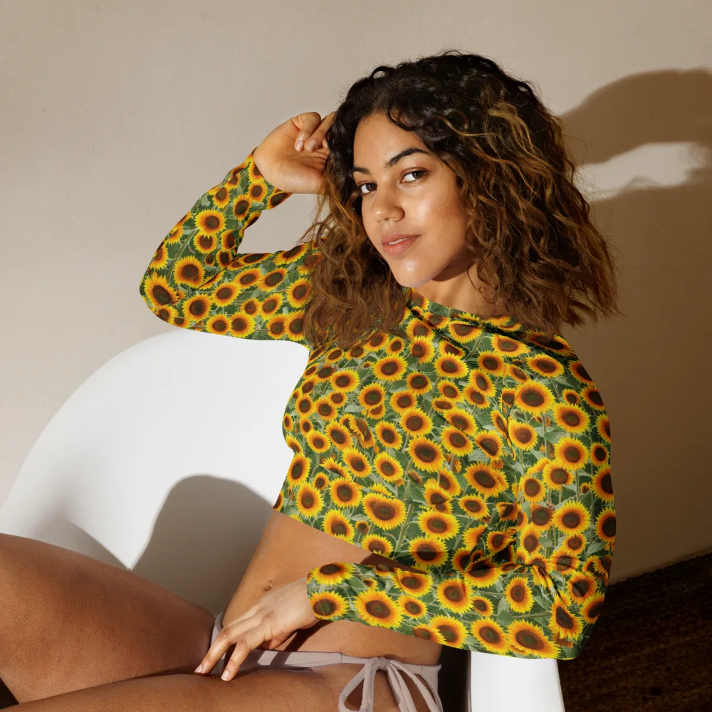 Sunflower Rush on Long Sleeve Crop Top — Left Front