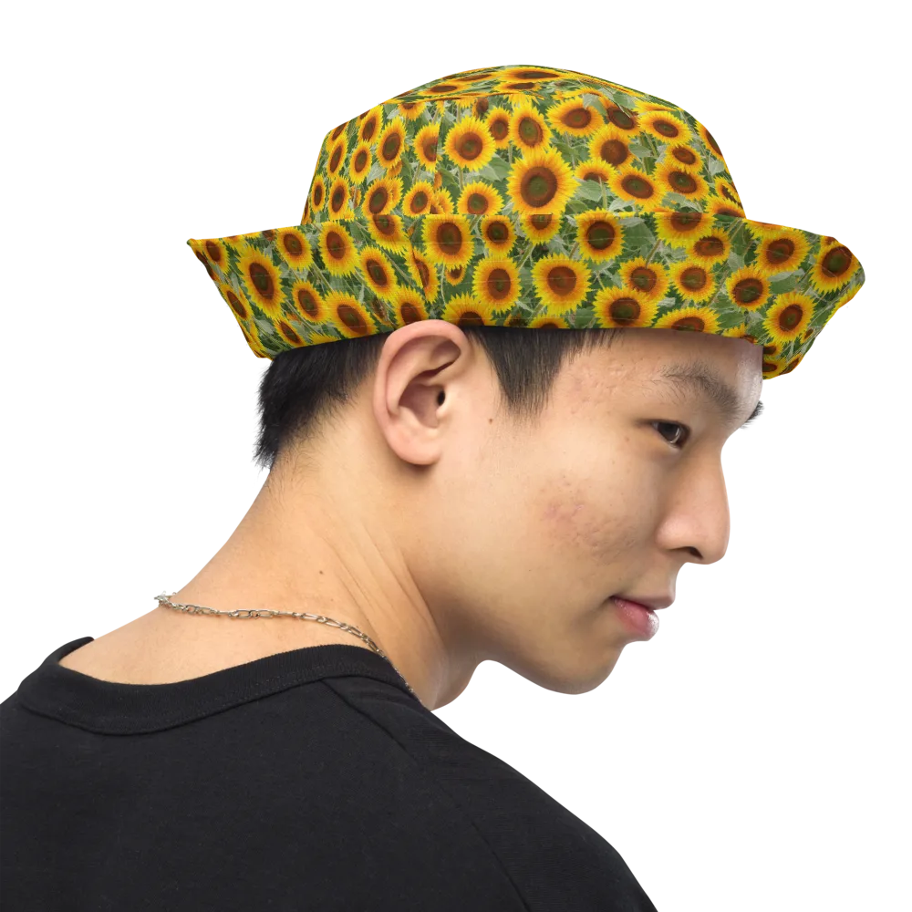 Sunflower Rush on Reversible Bucket Hat — Right Outside
