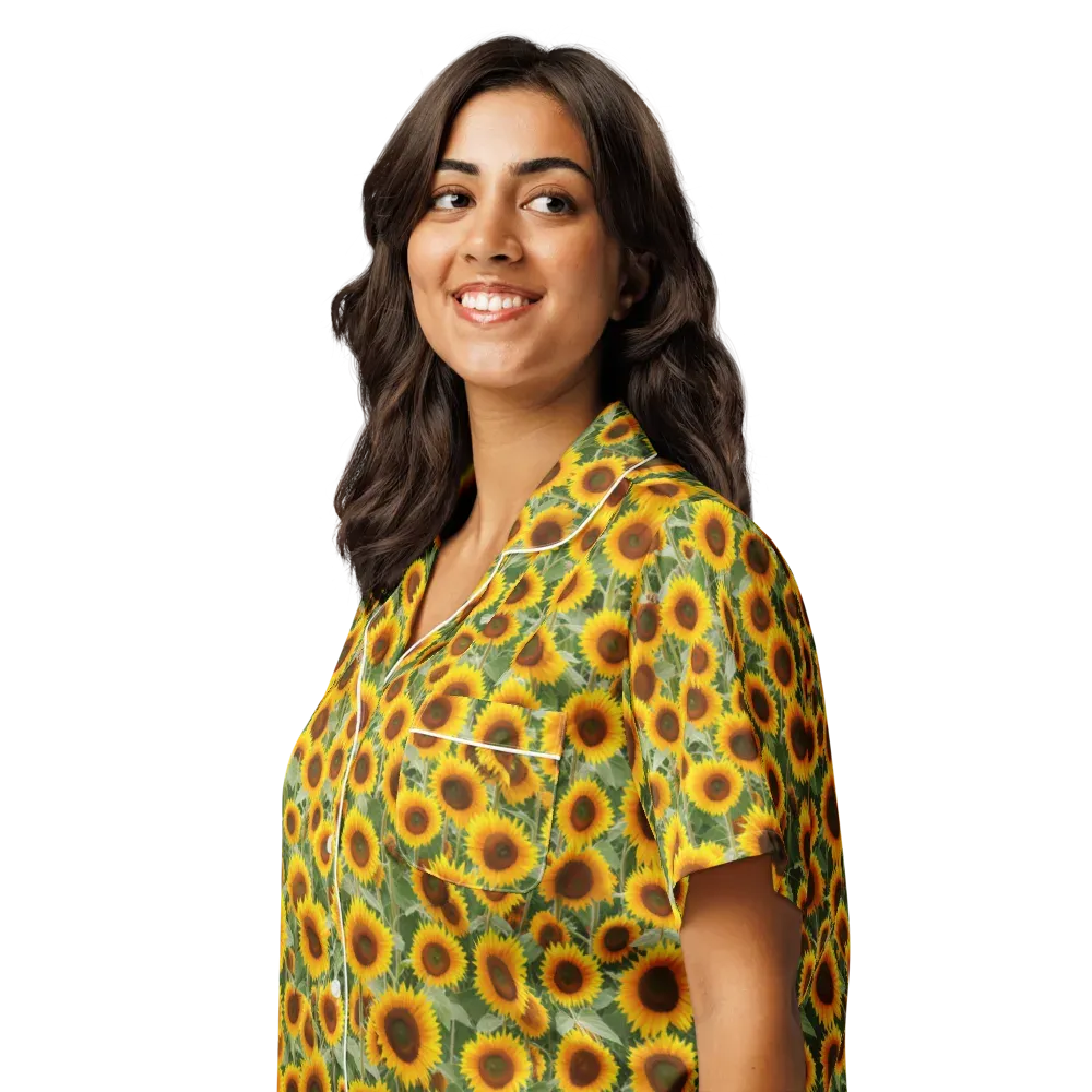 Sunflower Rush on Women's Short Sleeve Pajama Top — Left Front