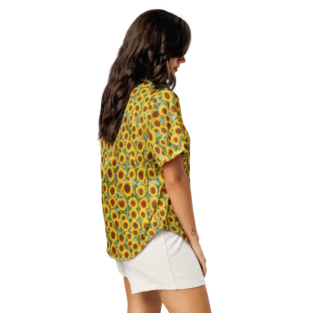 Sunflower Rush on Women's Short Sleeve Pajama Top — Right Back