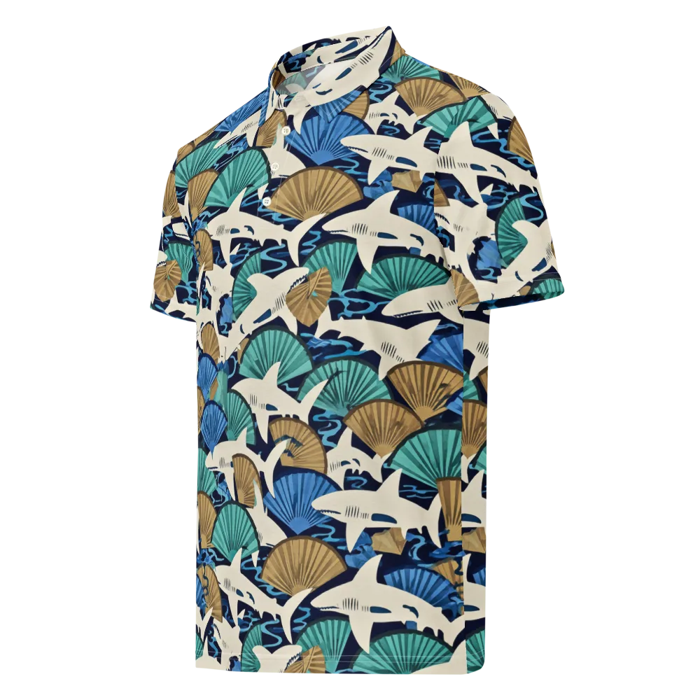 Tidal Fang on Men's Slim Fit Polo Shirt — Left Front