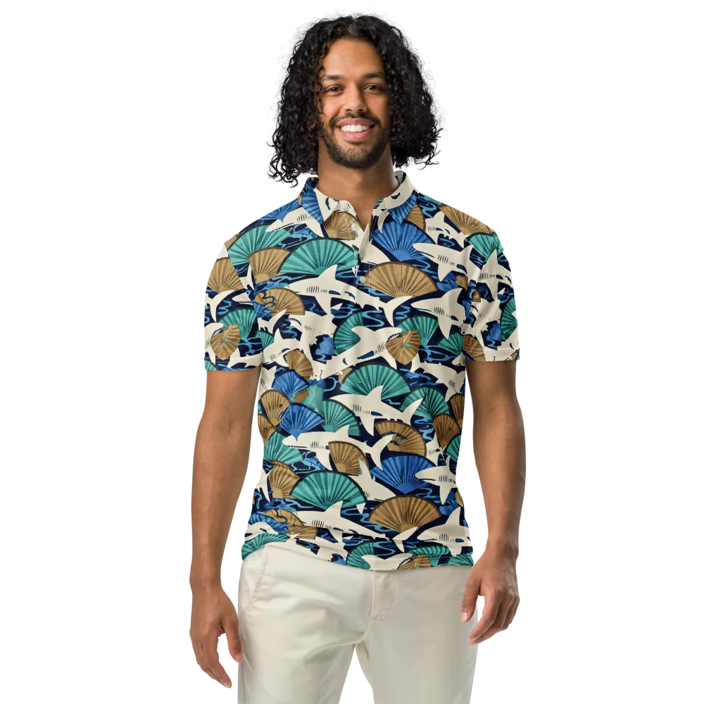 Tidal Fang on Men's Slim Fit Polo Shirt — Front