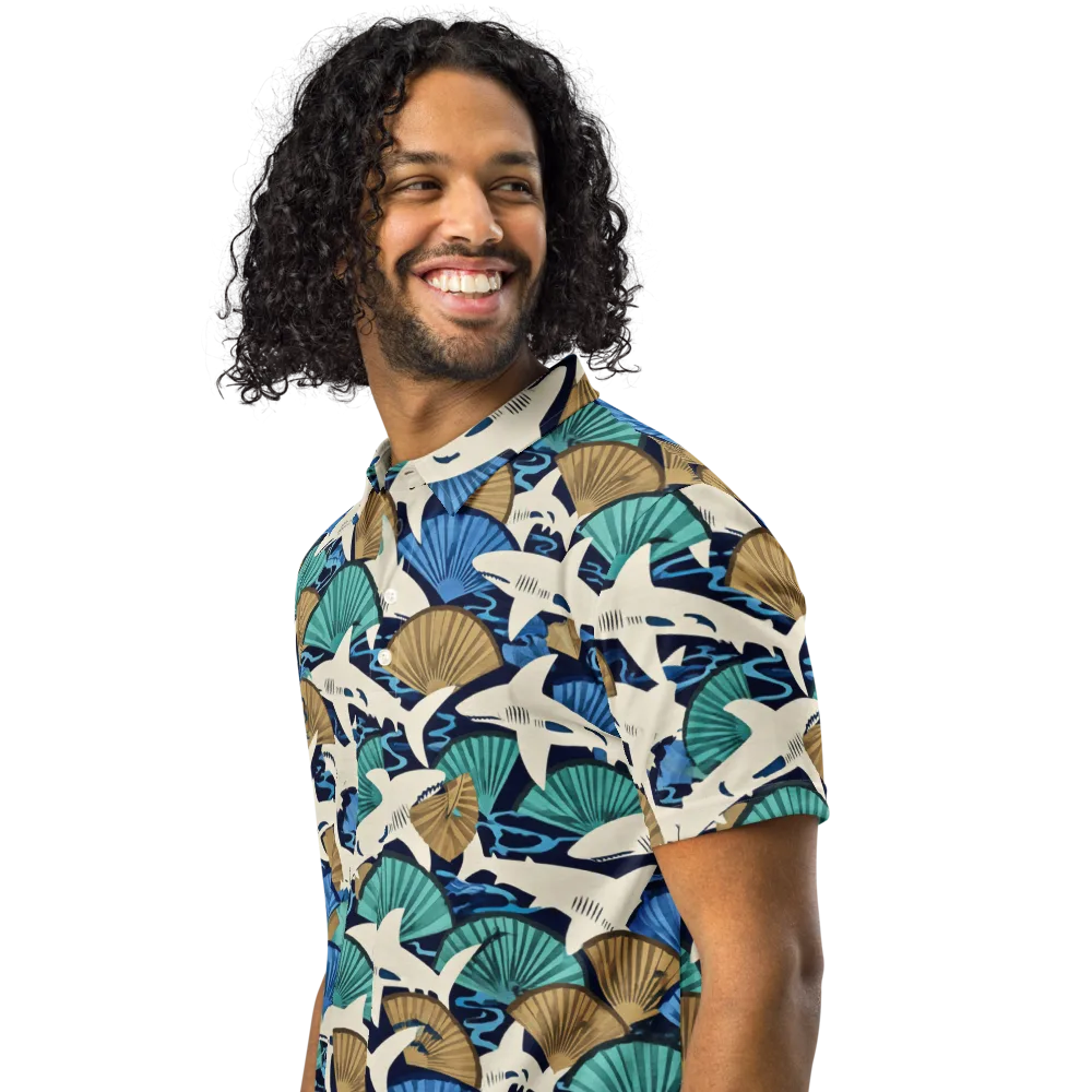 Tidal Fang on Men's Slim Fit Polo Shirt — Left Front