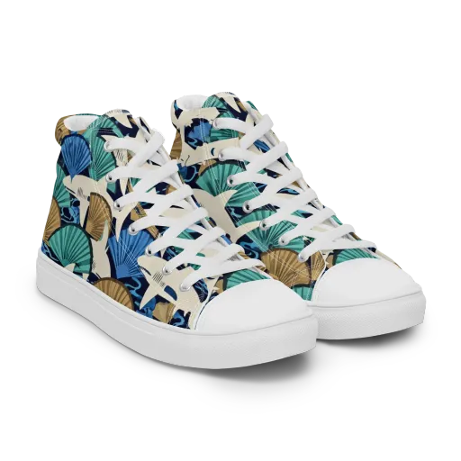 Tidal Fang on a Men's High Top Canvas Shoes