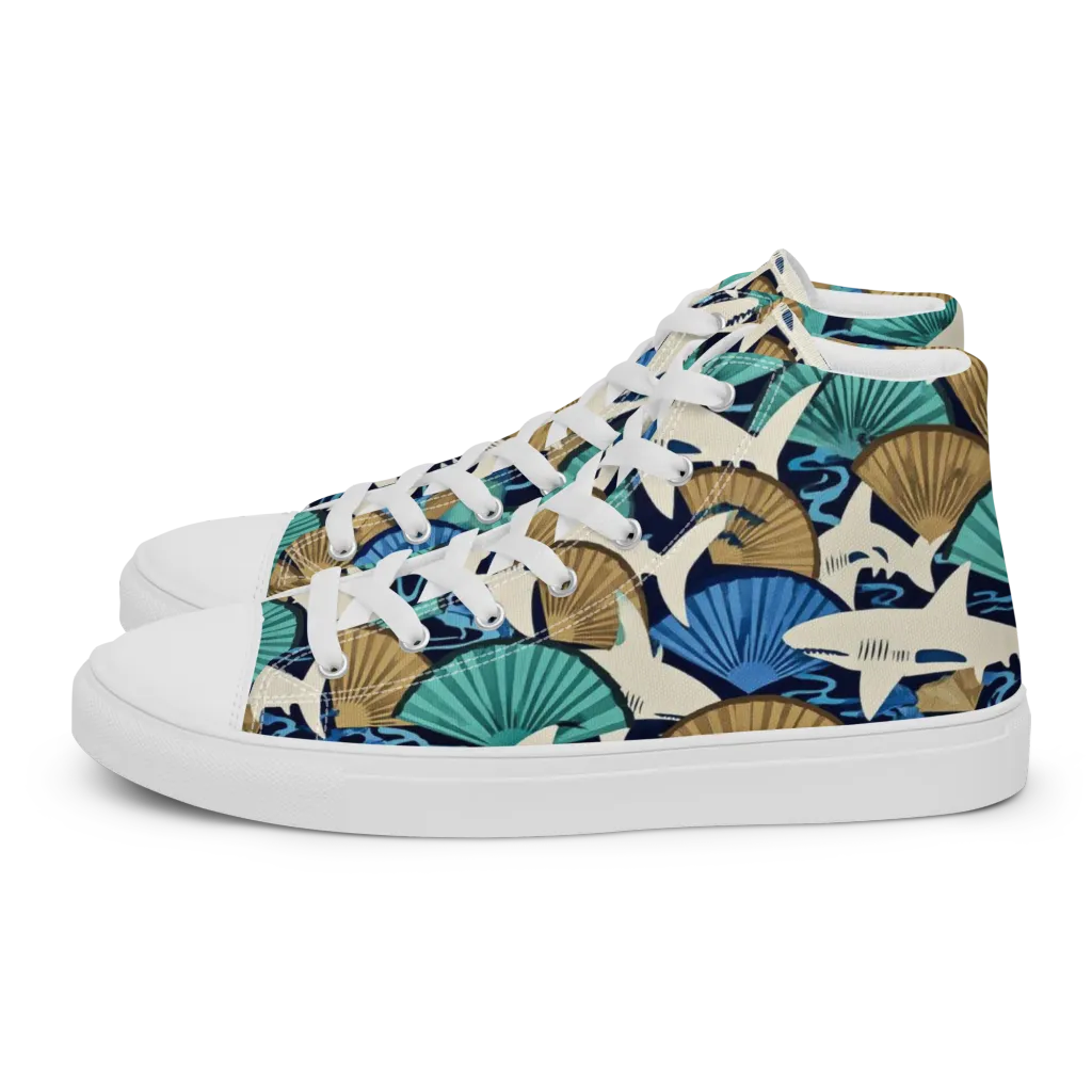 Tidal Fang on Men's High Top Canvas Shoes — Left