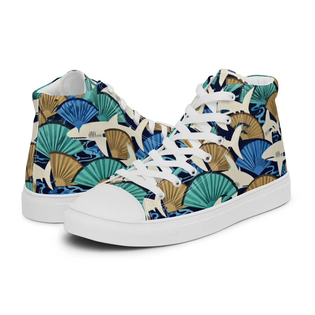 Tidal Fang on Men's High Top Canvas Shoes — Left