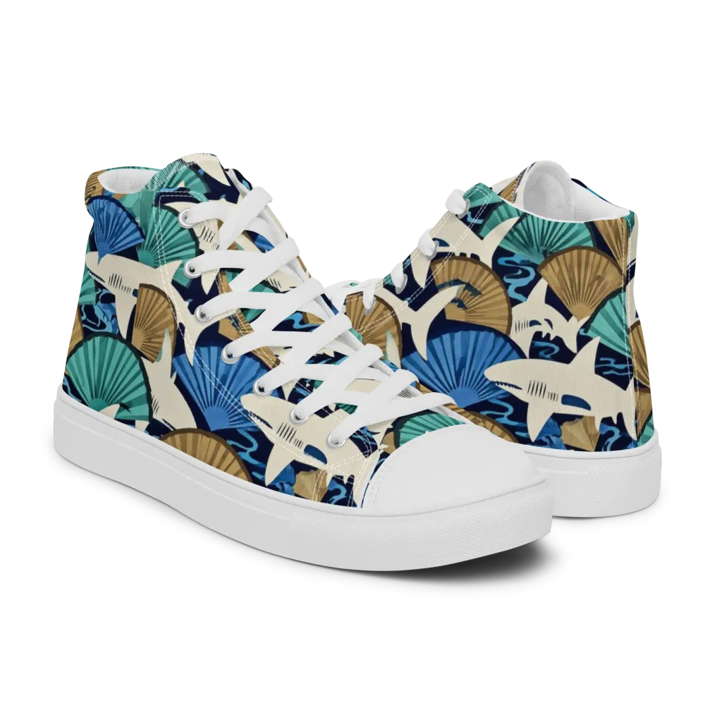 Tidal Fang on Men's High Top Canvas Shoes — Right
