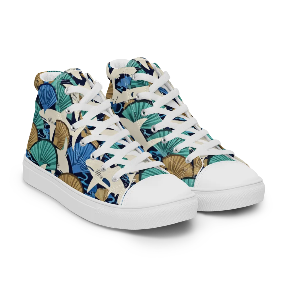 Tidal Fang on Women's High Top Canvas Shoes — Right Front