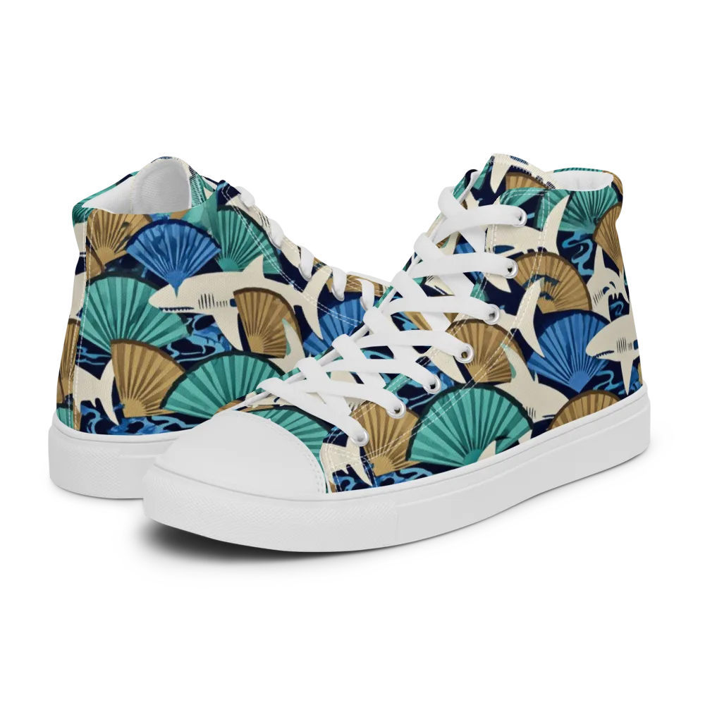 Tidal Fang on Women's High Top Canvas Shoes — Left