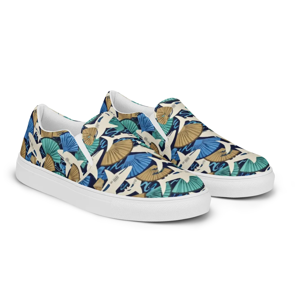 Tidal Fang on Men's Slip-On Canvas Shoes — Right Front