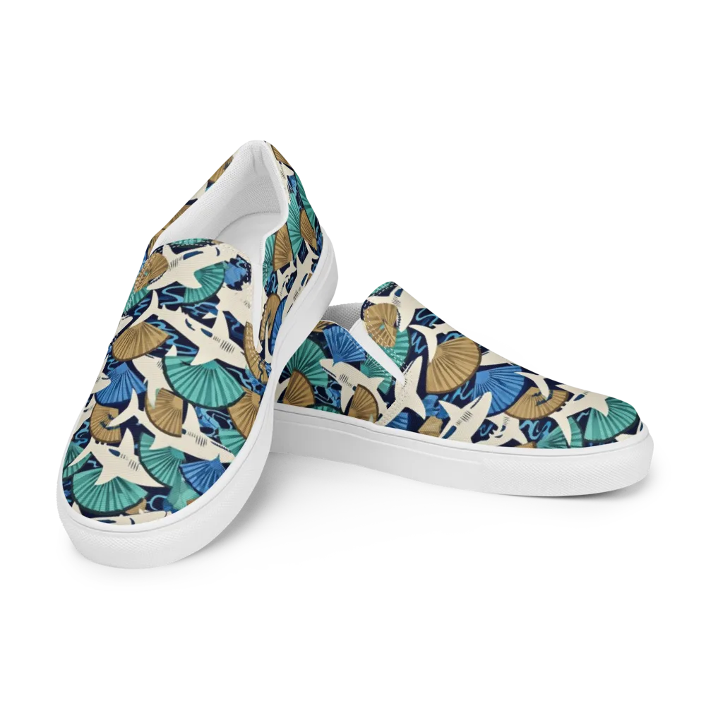 Tidal Fang on Men's Slip-On Canvas Shoes — Left Front