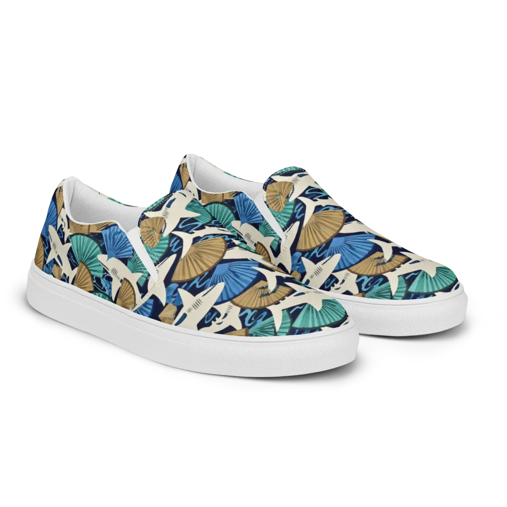 Tidal Fang on Women's Slip-On Canvas Shoes — Right Front