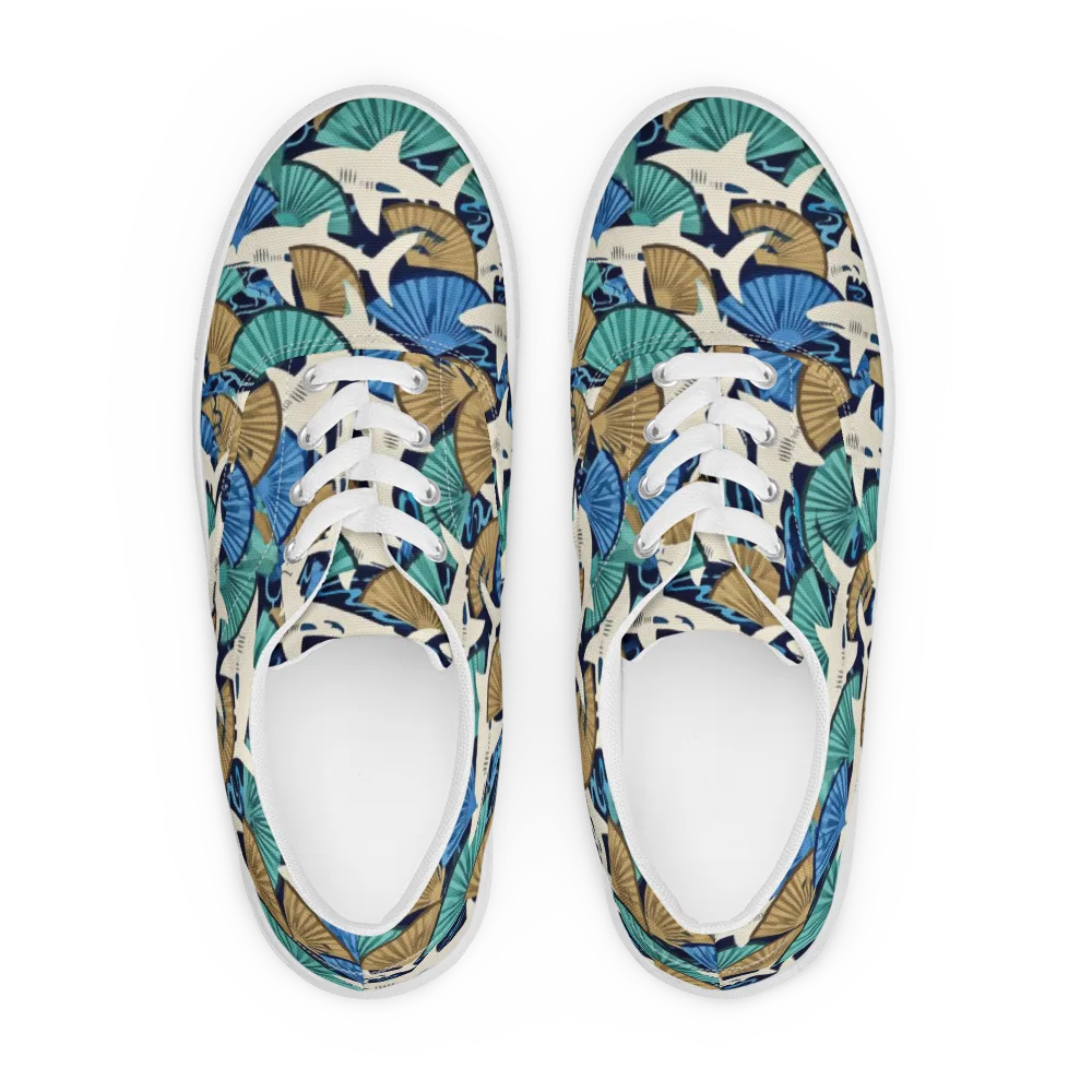 Tidal Fang on Men's Lace-Up Canvas Shoes — Front