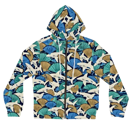 Tidal Fang on a Women's Full-Zip Hoodie