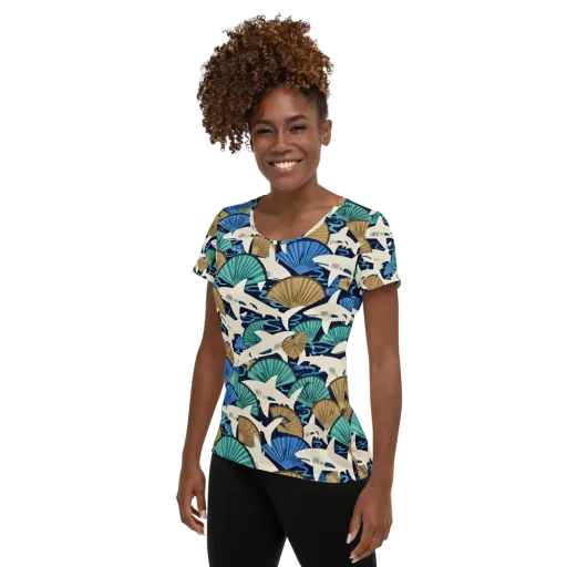 Tidal Fang on a Women's Athletic T-Shirt