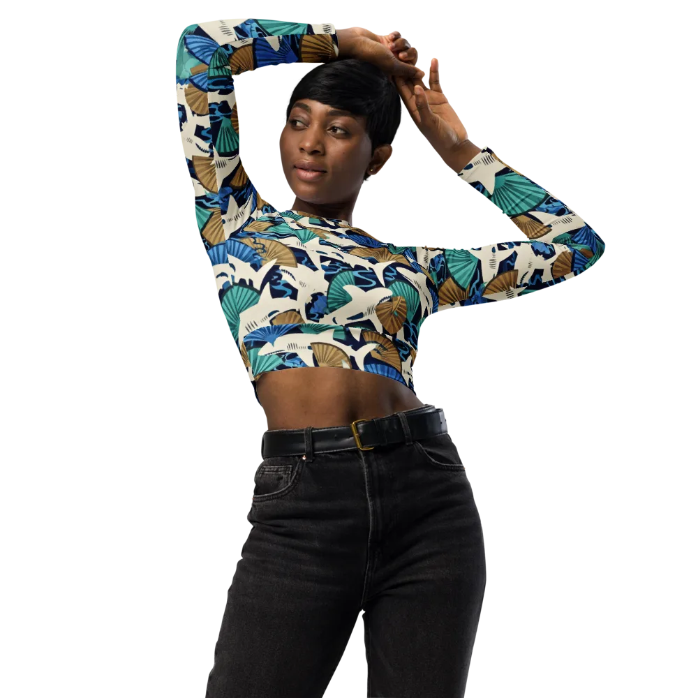 Tidal Fang on Long Sleeve Crop Top — Front