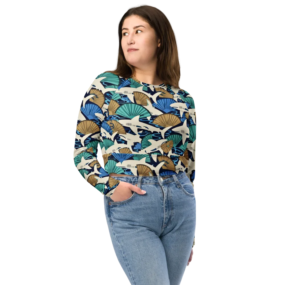 Tidal Fang on Long Sleeve Crop Top — Front