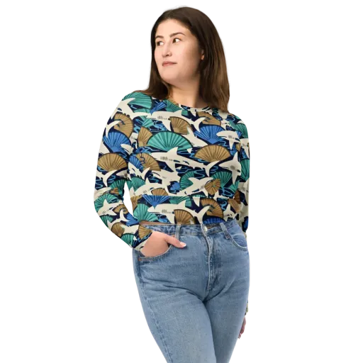 Tidal Fang on a Long Sleeve Crop Top