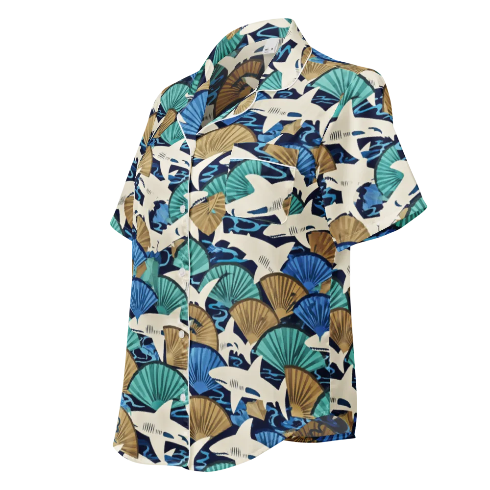 Tidal Fang on Women's Short Sleeve Pajama Top — Left Front