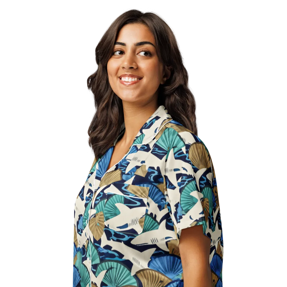 Tidal Fang on Women's Short Sleeve Pajama Top — Left Front