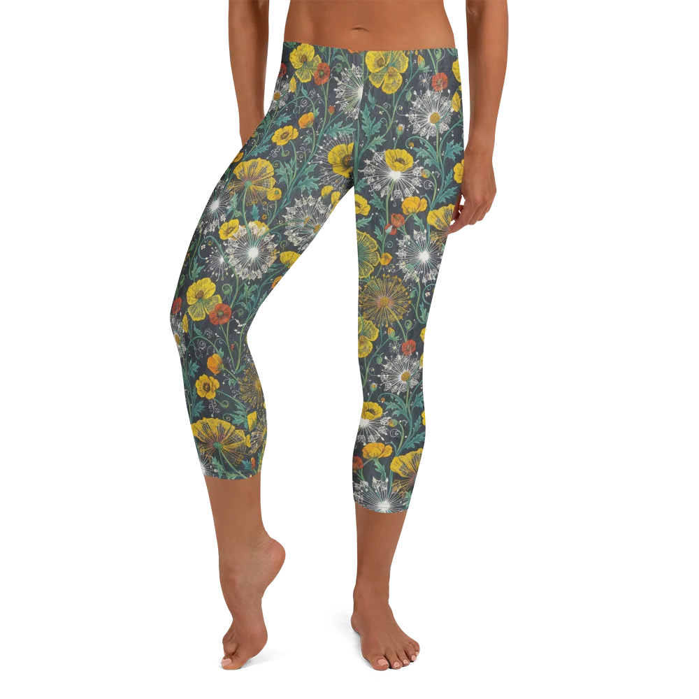 Poppy Cipher on Capri Leggings — Front