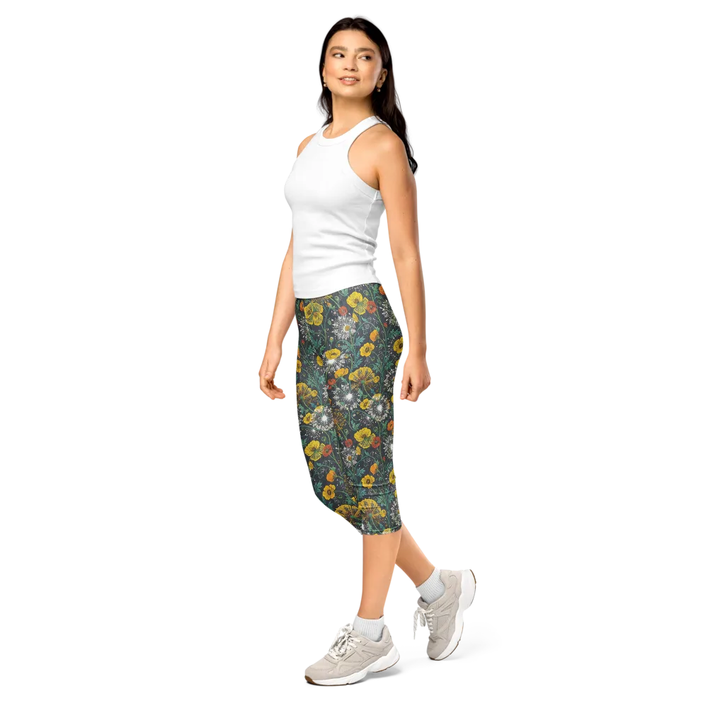 Poppy Cipher on Capri Leggings — Left Front