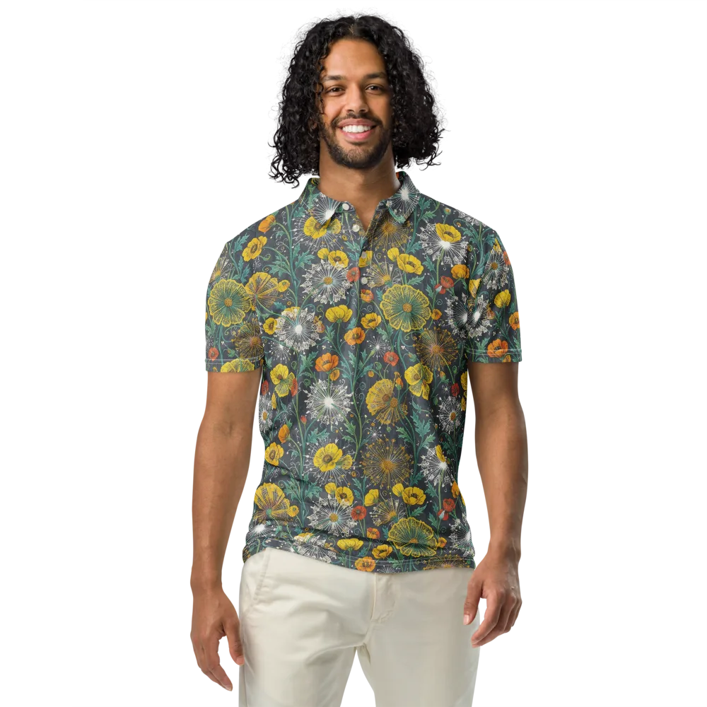 Poppy Cipher on Men's Slim Fit Polo Shirt — Front