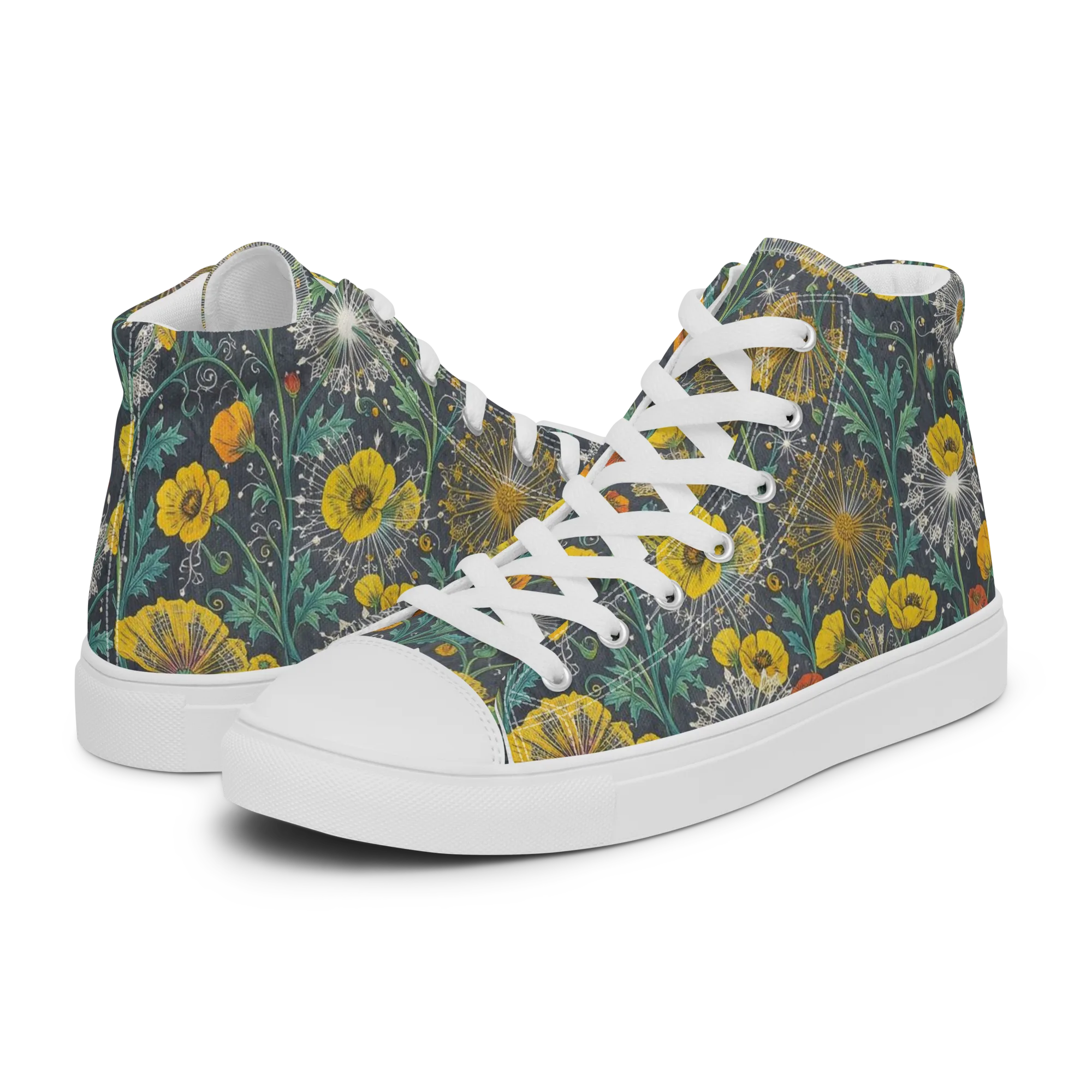 Poppy Cipher on Men's High Top Canvas Shoes — Left