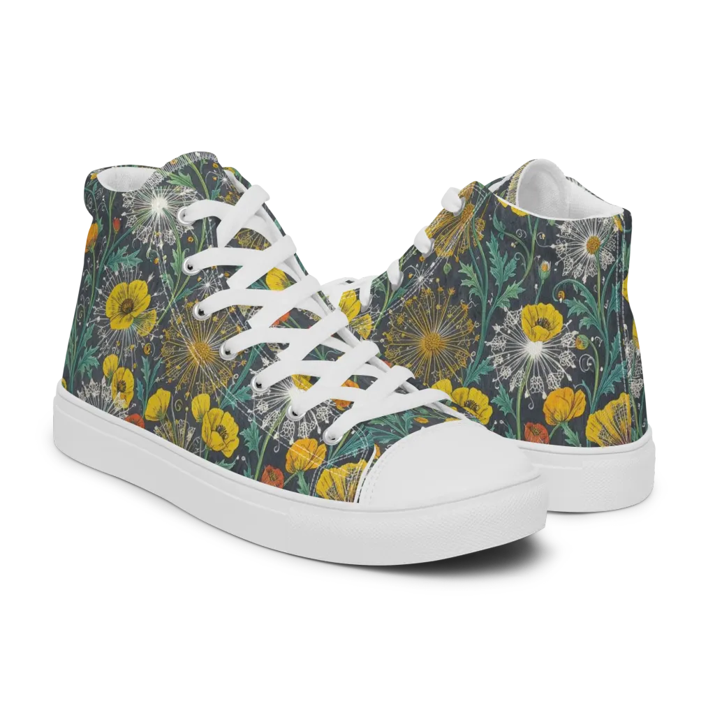Poppy Cipher on Men's High Top Canvas Shoes — Right
