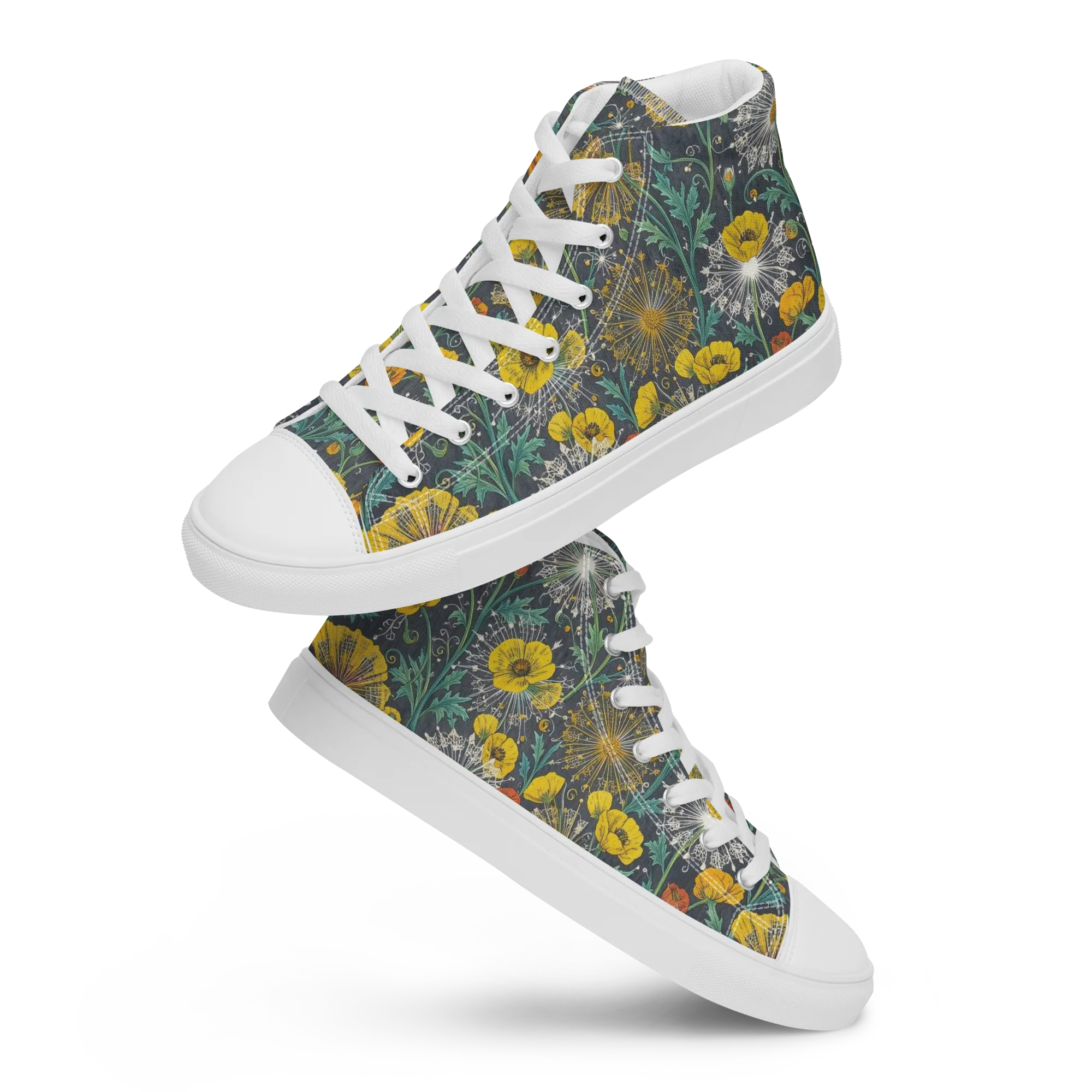 Poppy Cipher on Men's High Top Canvas Shoes — Front