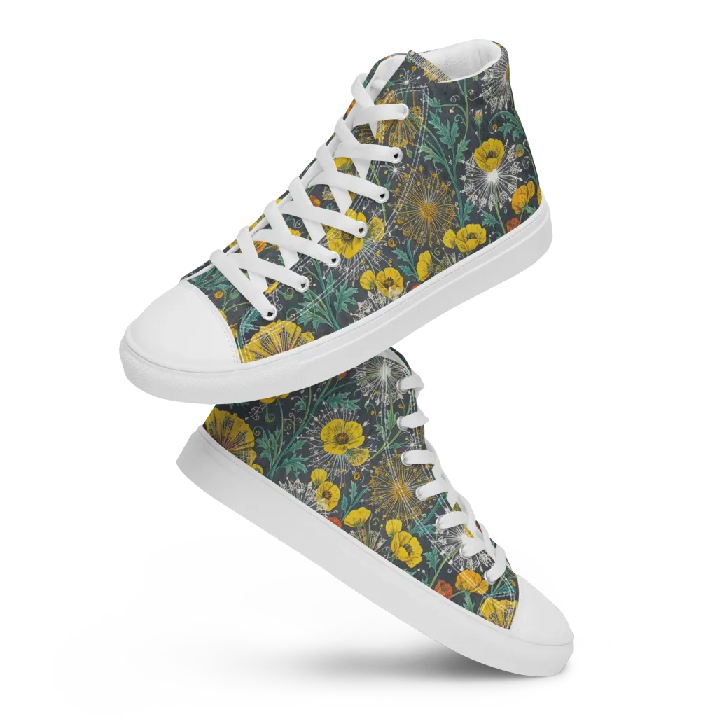 Poppy Cipher on Men's High Top Canvas Shoes — Front