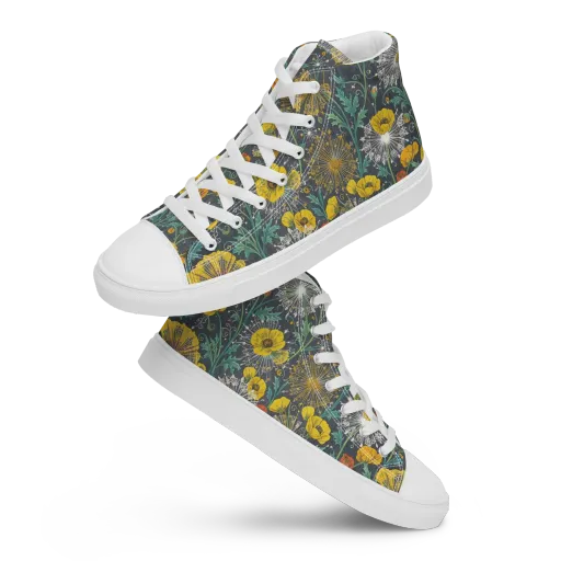 Poppy Cipher on a Men's High Top Canvas Shoes