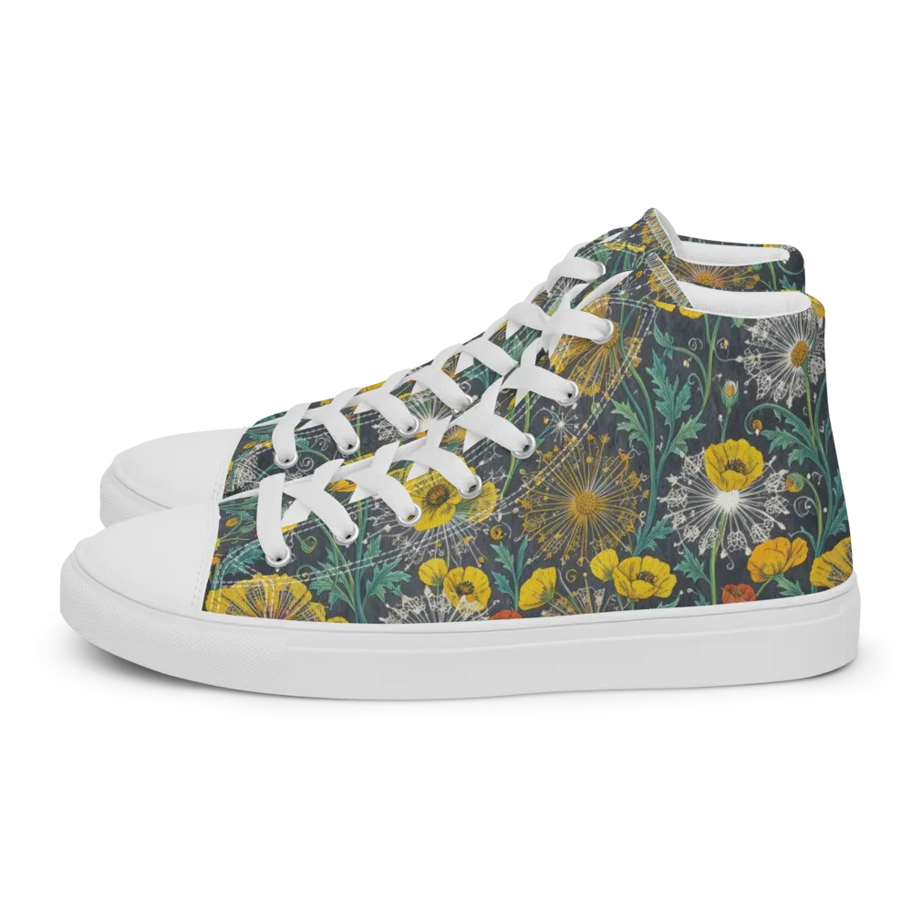 Poppy Cipher on Women's High Top Canvas Shoes — Left