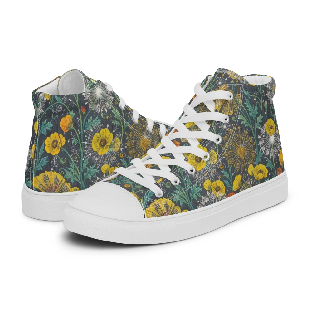 Poppy Cipher on Women's High Top Canvas Shoes — Left