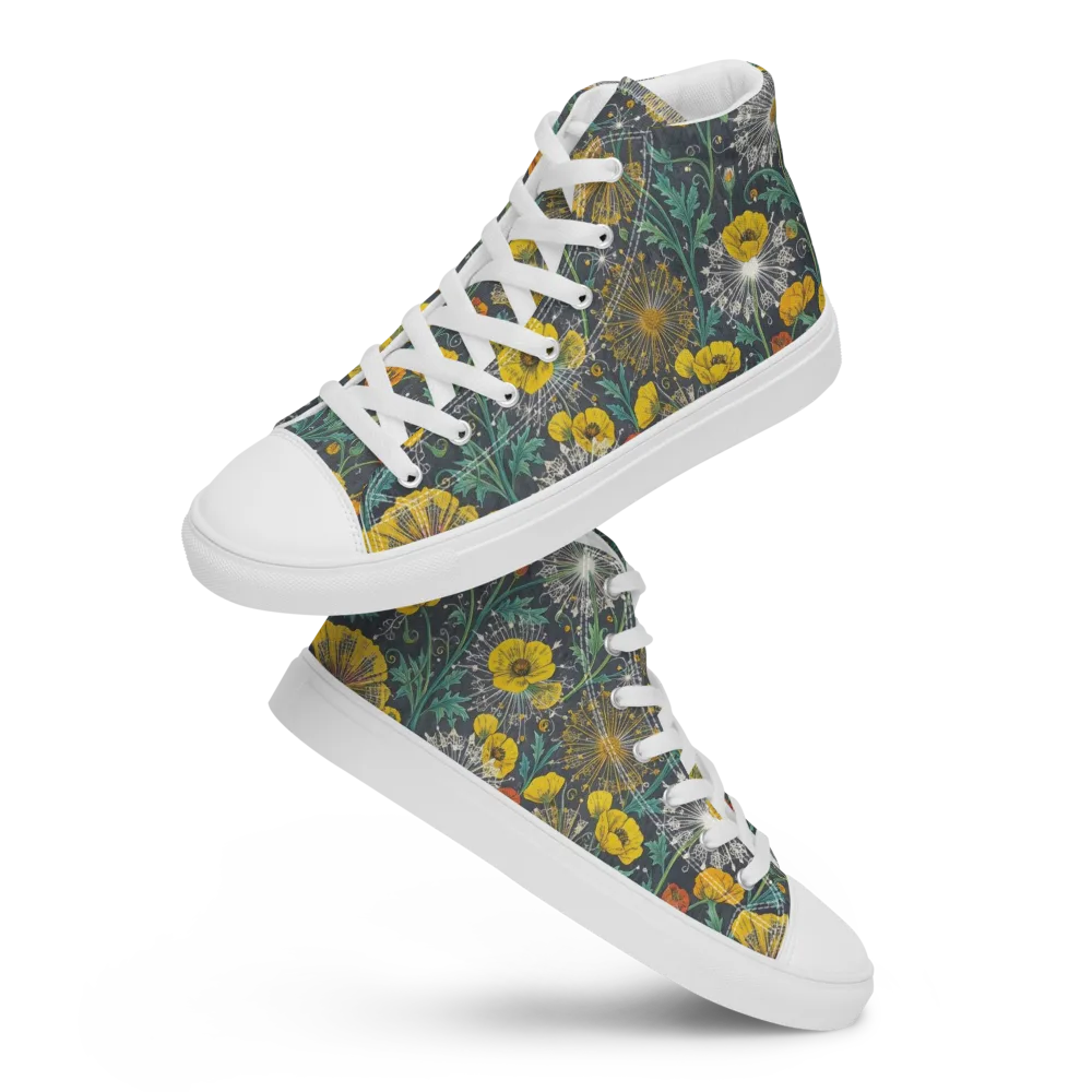 Poppy Cipher on Women's High Top Canvas Shoes — Front