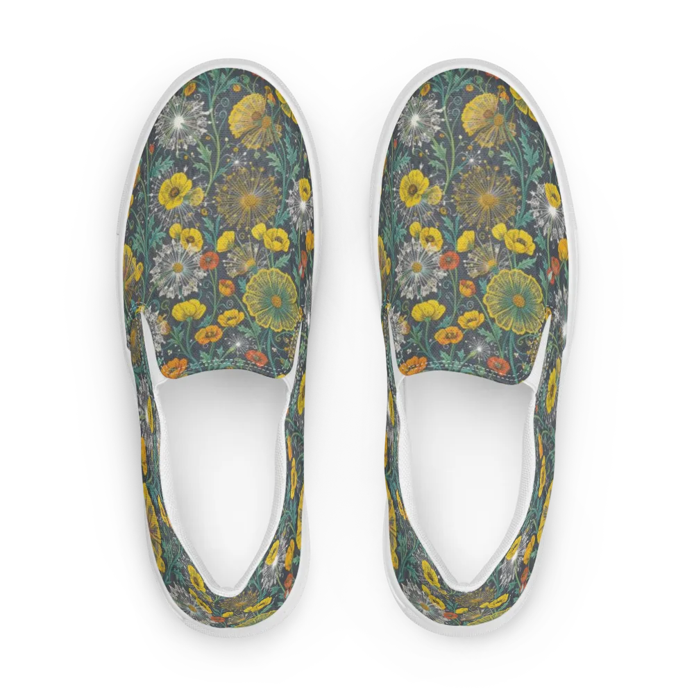 Poppy Cipher on Men's Slip-On Canvas Shoes — Front